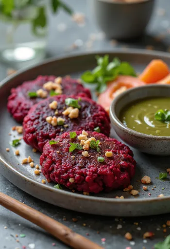Chiftele vegane de sfeclă cu salată proaspătă și pătrunjel