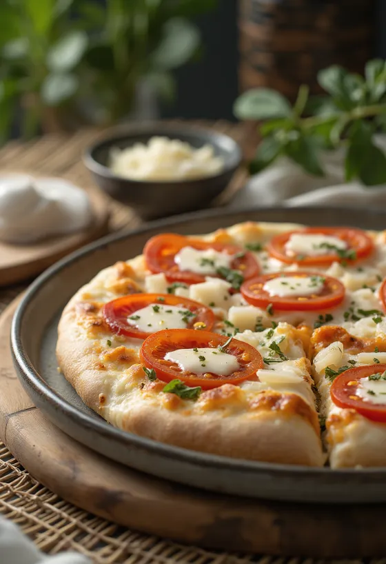 Pizza al Mascarpone cu busuioc și parmezan