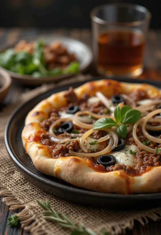 Pizza Libyenne servită