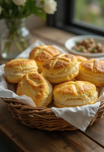 Pogăcele moi cu brânză de vaci coapte auriu, cu un strat crocant de cașcaval deasupra