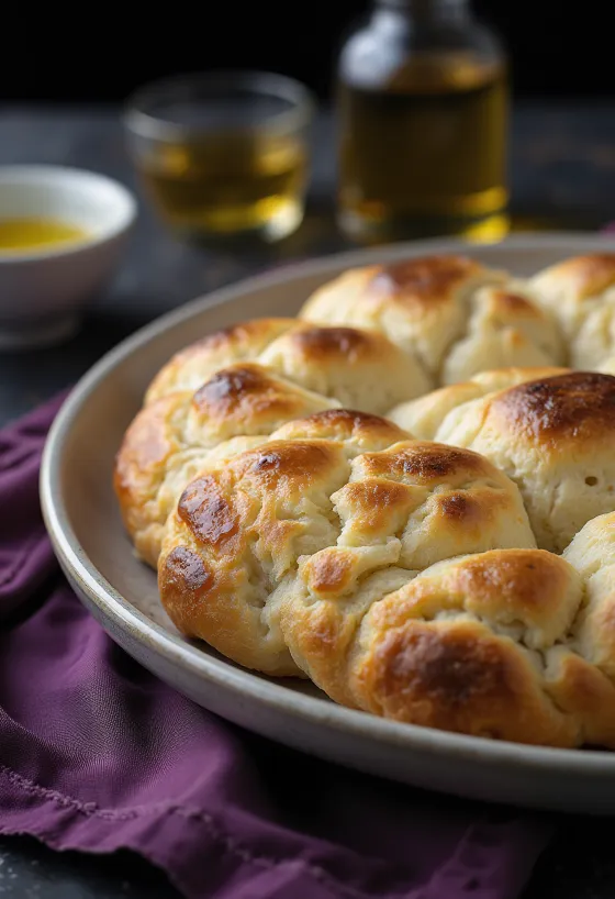 Focaccia cu făină de cartofi servită