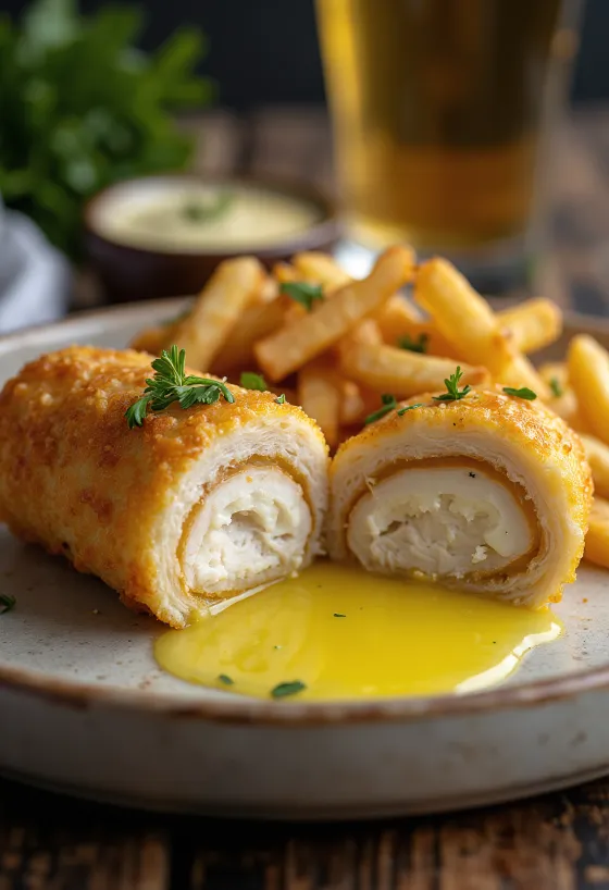 Chicken Kiev prăjit auriu