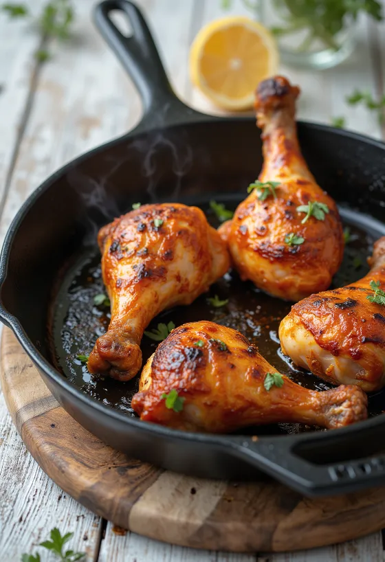 Pulpe de pui picante servite cu legume proaspete.