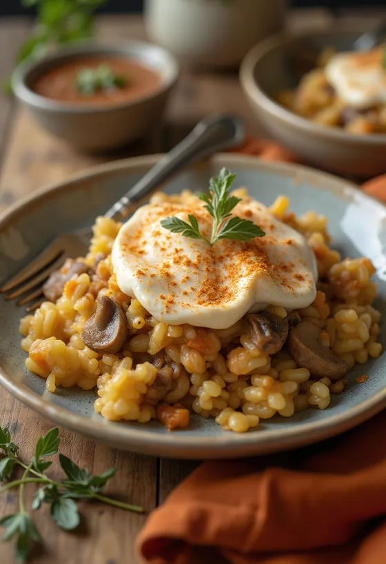 Varză creață stratificată cu legume vegană servită
