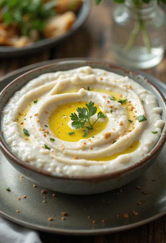 Sos de iaurt cu tahini servit