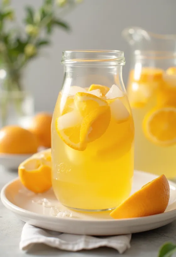 Limonadă cu portocale servită în pahar