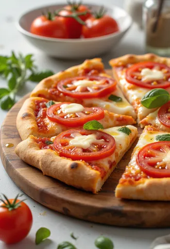 Pizza al Pomodoro Fresco cu roșii proaspete și mozzarella