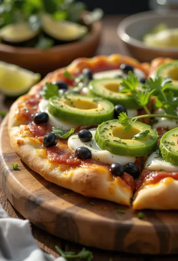 Pizza Mexicana cu ardei jalapeño, fasole neagră și avocado