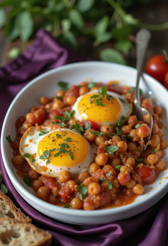 Musaca de vinete cu năut vegană servită