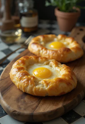 Plăcintă cu brânză georgiană Khachapuri proaspăt coaptă