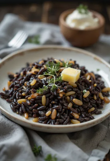 Orez sălbatic fiert servit în bol