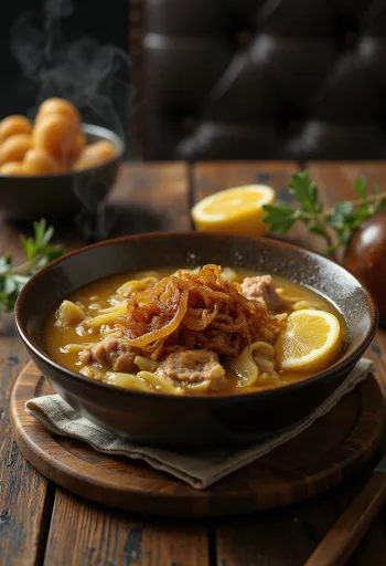 Kelle paça cu ceapă călită, supă cu gust bogat și suculentă