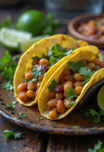 Taco vegan mexican cu fasole, avocado și lime