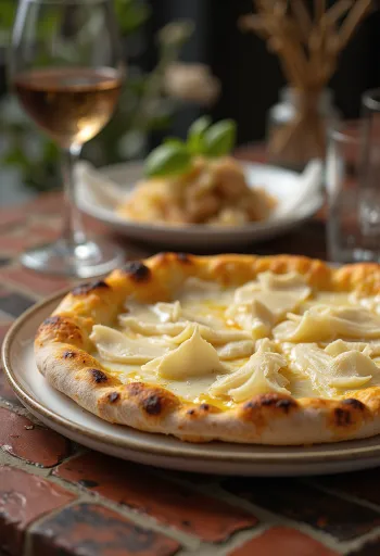 Pizza al Tartufo Bianco cu trufe albe și brânzeturi