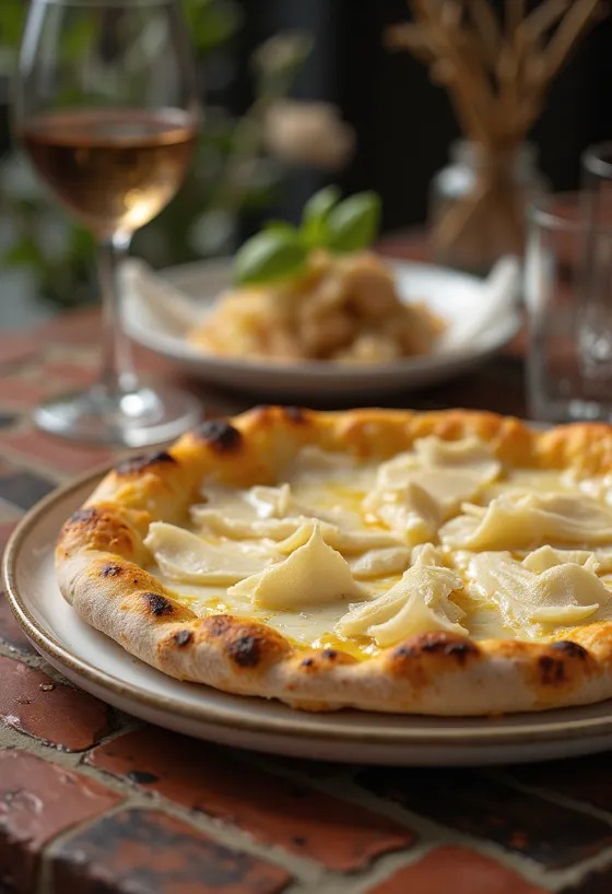 Pizza al Tartufo Bianco cu trufe albe și brânzeturi