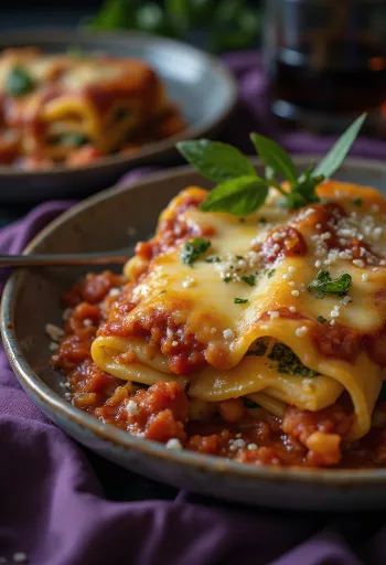 Lasagne cu legume vegană servită