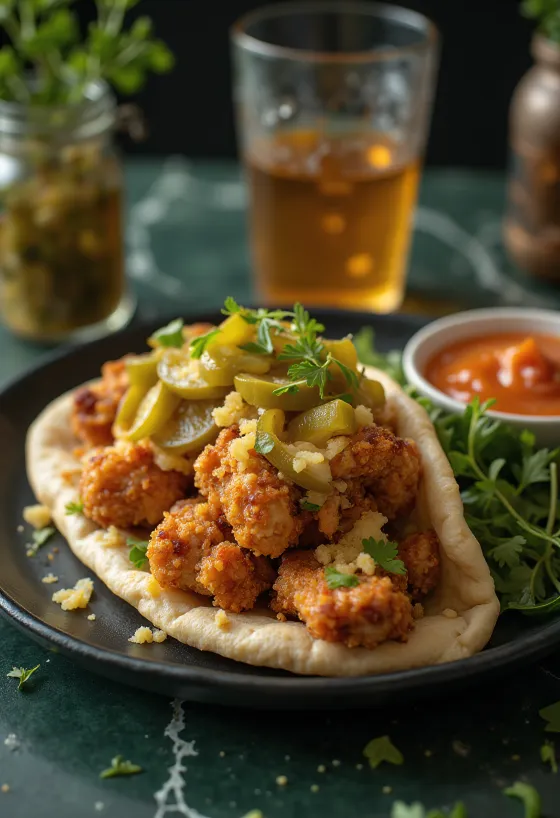 Chicken Shawarma servită în pâine pita cu legume