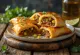 Cornish pasty în stil mexican, servit cu coriandru proaspăt și zeamă de lime