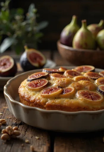 Tort cu smochine și nucă servit