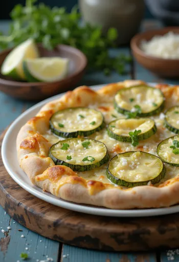 Pizza al Zucchini cu dovlecei și brânzeturi