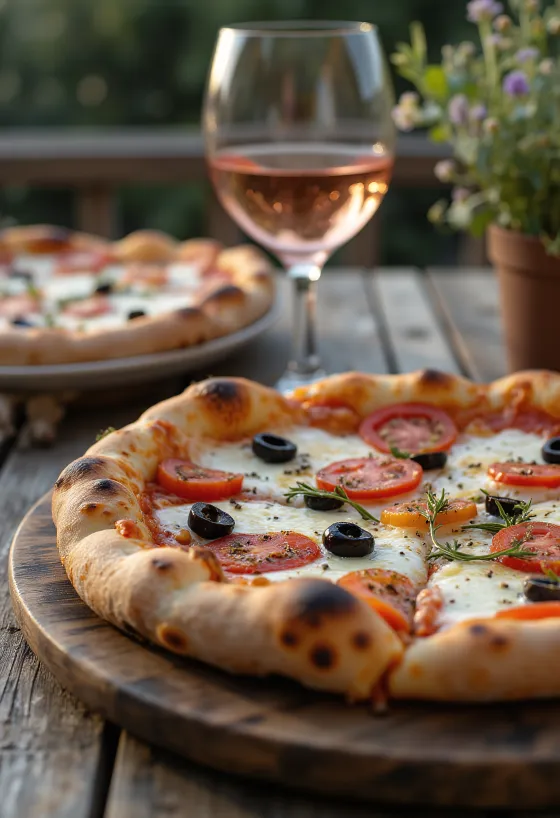 Pizza Provençale cu roșii, măsline negre și ierburi de Provence