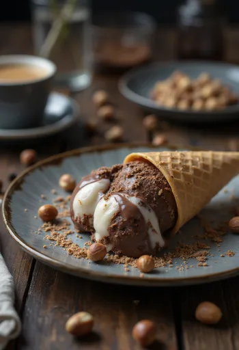 Kulfi cu ciocolată servit cu fistic și bucăți de ciocolată proaspătă