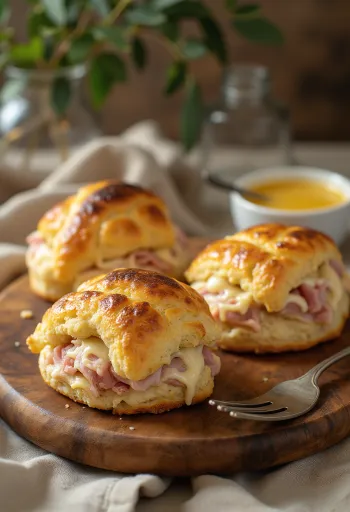 Pogăcele cu șuncă afumată servite