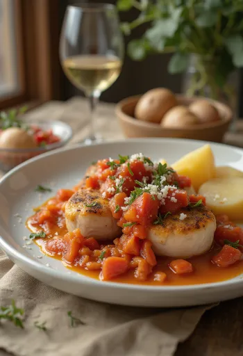 Ceafă de porc cu tocană de legume servită