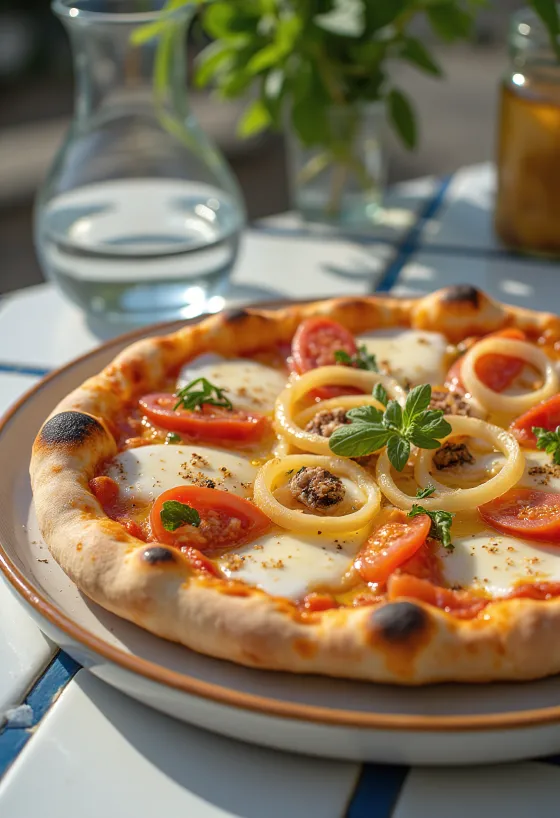 Pizza Pugliese cu ceapă roșie și anșoa