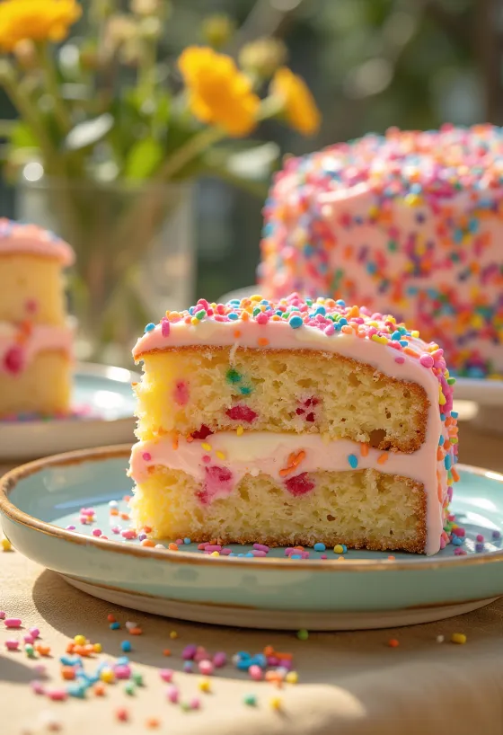 Tort Sprinkle decorat cu ornamente de zahăr colorate