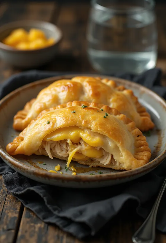 Empanada cu pui și cheddar coaptă auriu