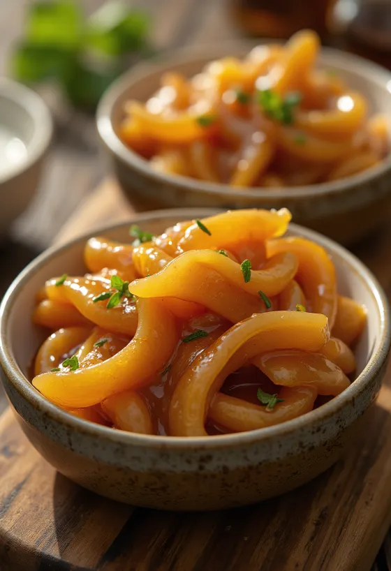 Sos de ghimbir caramelizat servit