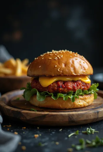 Burger Merguez cu brânză și legume