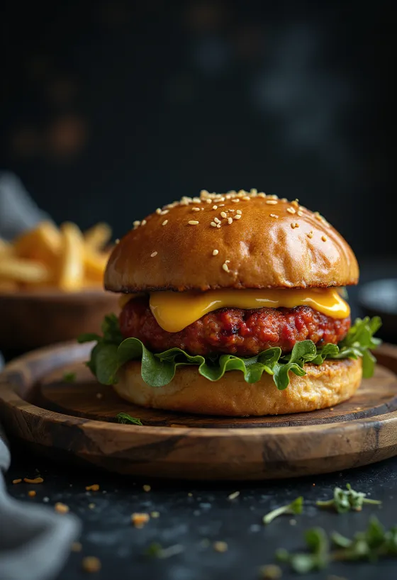 Burger Merguez cu brânză și legume