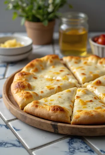 Pizza alla Crema cu brânză cremoasă și busuioc