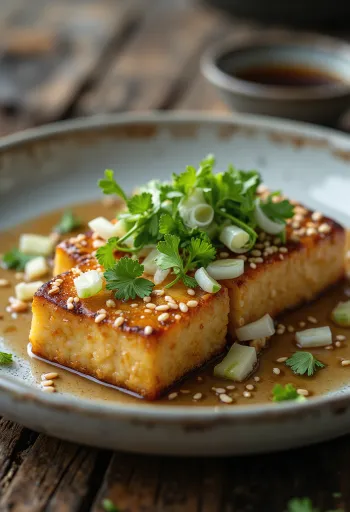 Friptură de tofu cu semințe de susan și coriandru proaspăt
