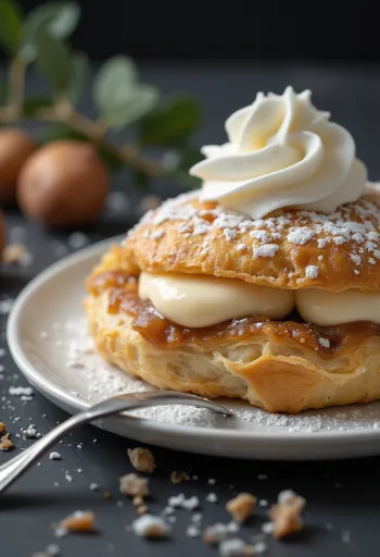 Cremșnit cu castane servit pe farfurie