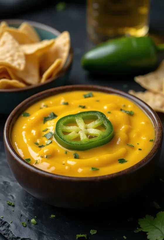 Sos cheddar cu jalapeño servit