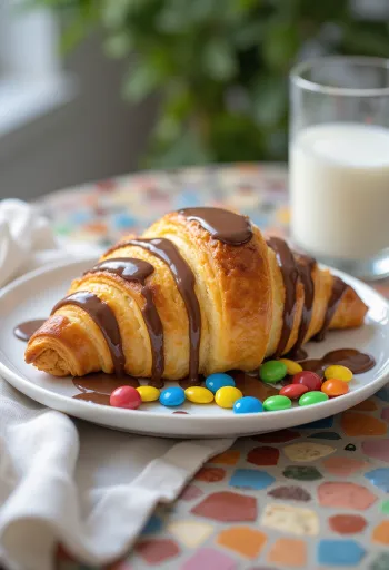 Croissant cu M&M's servit