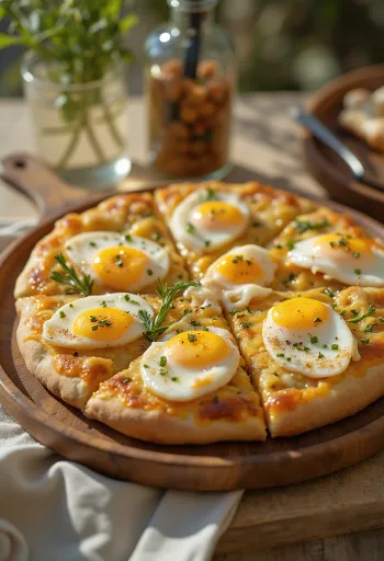 Pizza Sabich servită