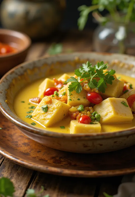 Crocodile curry servit într-un bol cu orez iasomie alături