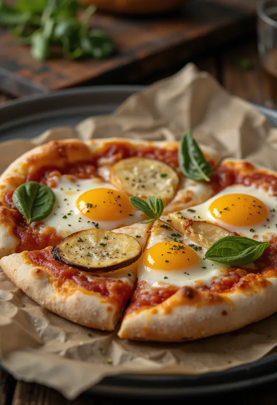 Pizza alla Melanzana cu vinete și mozzarella