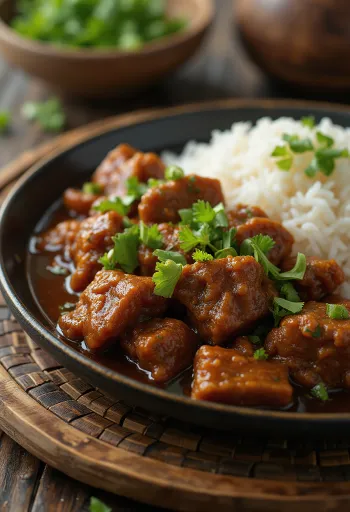 Rendang de vită servit