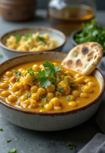 Curry de năut cu lapte de cocos și condimente