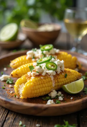 Elote cu jalapeño, servit proaspăt