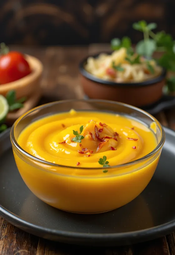 Sos de mango și lime servit lângă pește la grătar