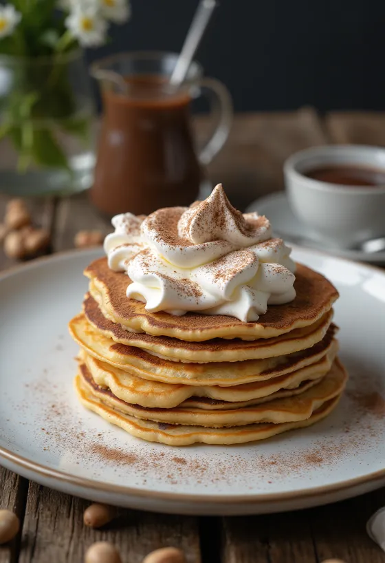 Tort de clătite cu Nutella și frișcă servit