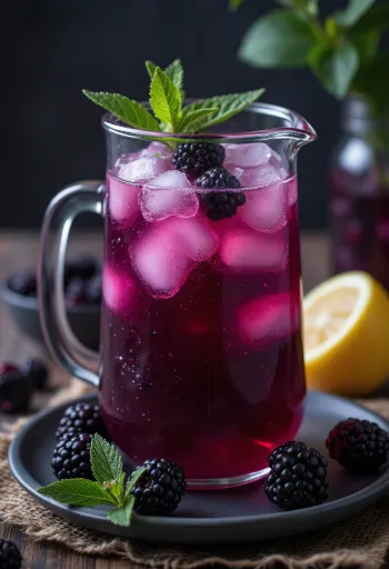 Limonadă cu mure servită în pahar