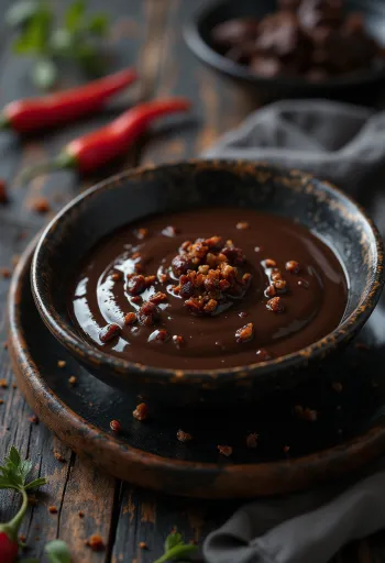 Sos de ciocolată cu chili servit
