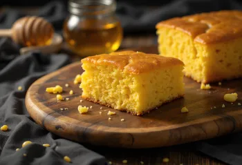Felii de pâine de porumb servite cu sos de miere